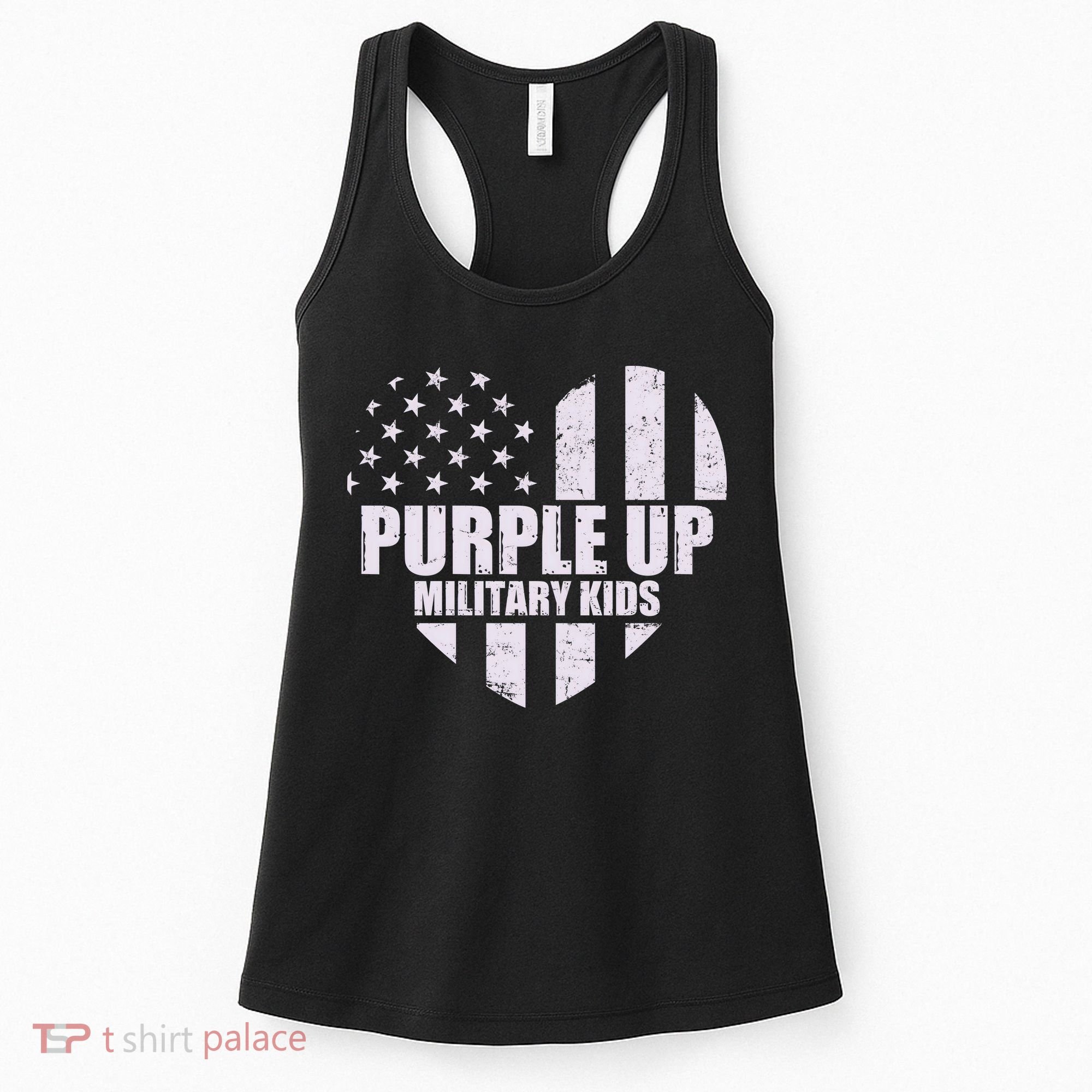 Purple Up For Military Children USA Flag Heart Women's Tank Top