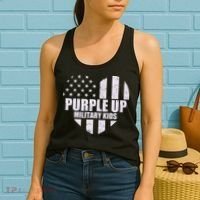Purple Up For Military Children USA Flag Heart Women's Tank Top thumb 2