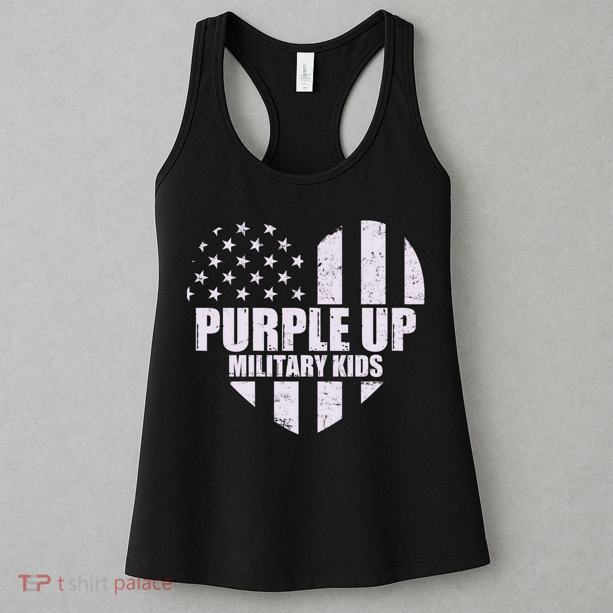 Purple Up For Military Children USA Flag Heart Women's Tank Top