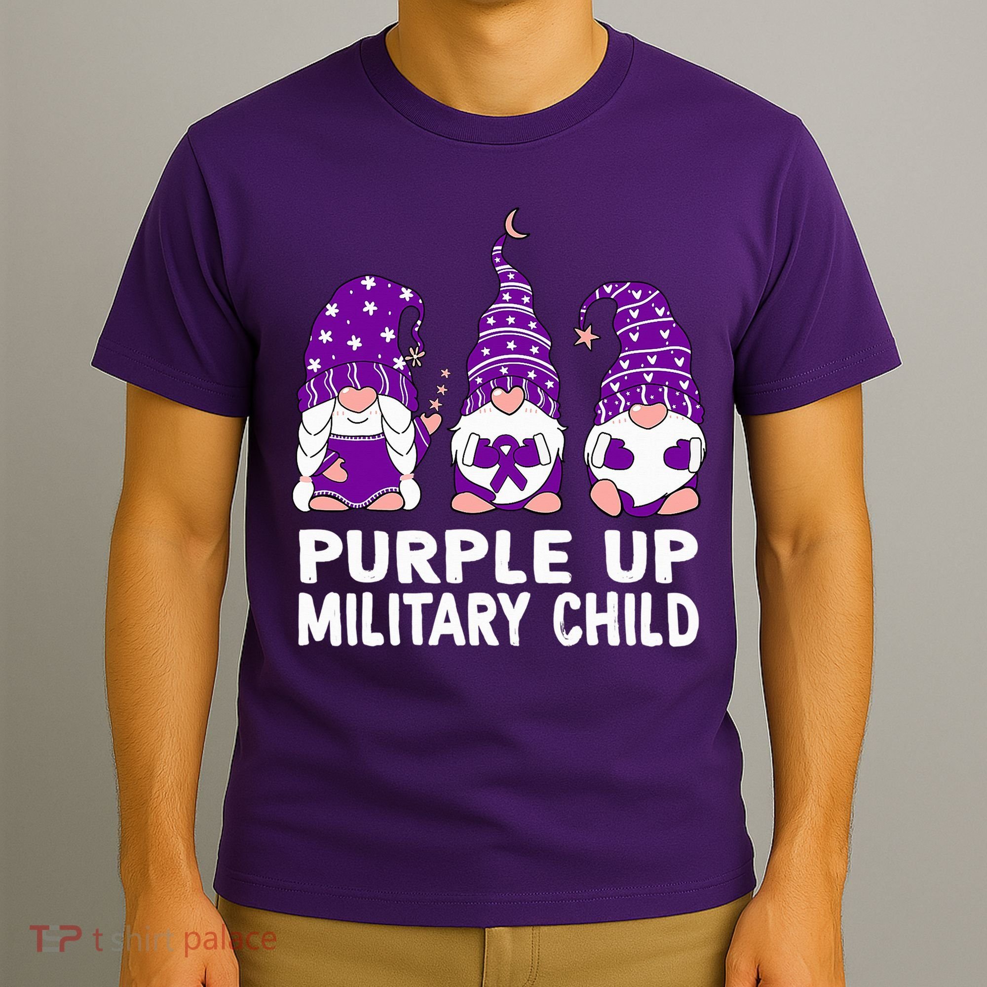 Purple Up For Military Military Child Month Gnomes T-Shirt