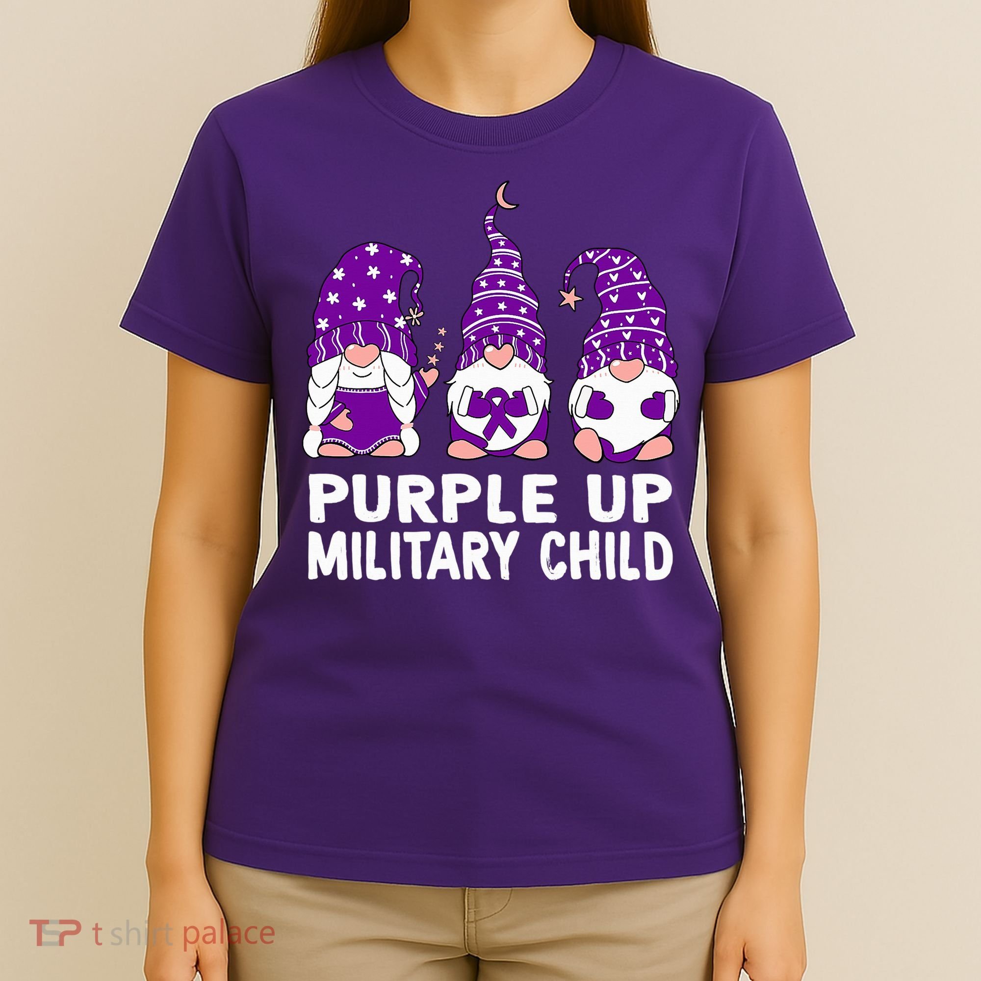 Purple Up For Military Military Child Month Gnomes T-Shirt