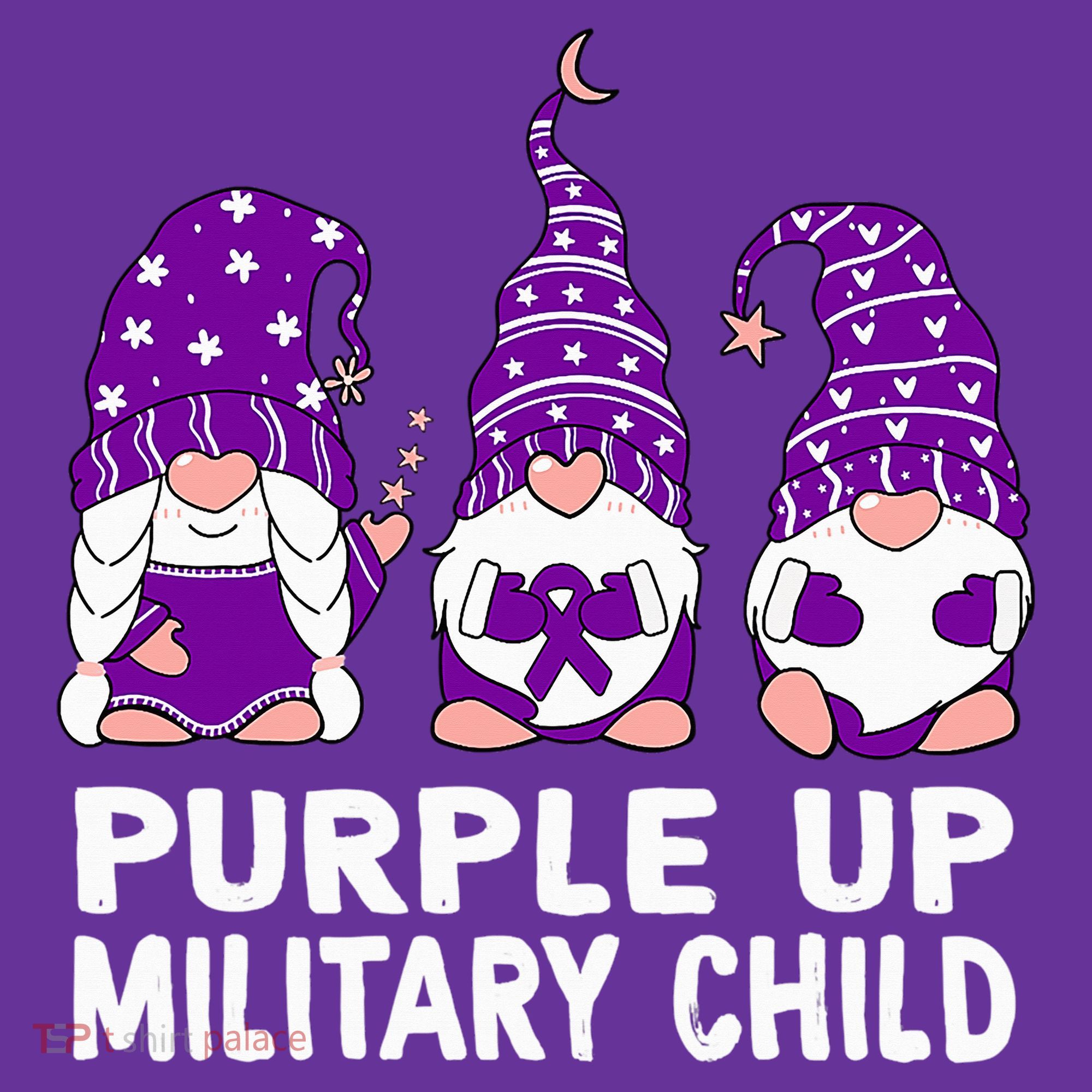 Purple Up For Military Military Child Month Gnomes T-Shirt