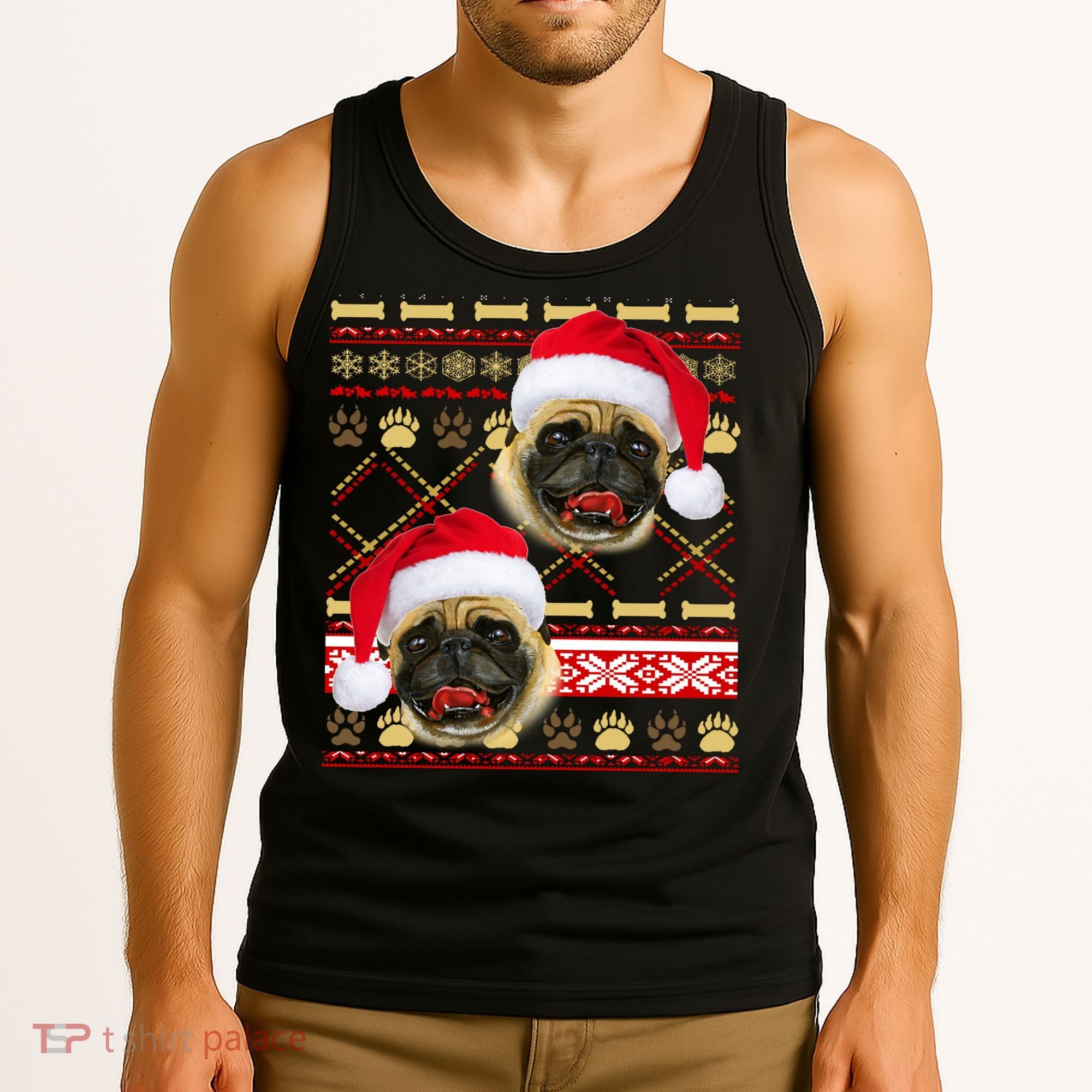 Pug Ugly Christmas Sweater Tank Top