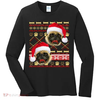 Pug Ugly Christmas Sweater Women's Long Sleeve Shirt