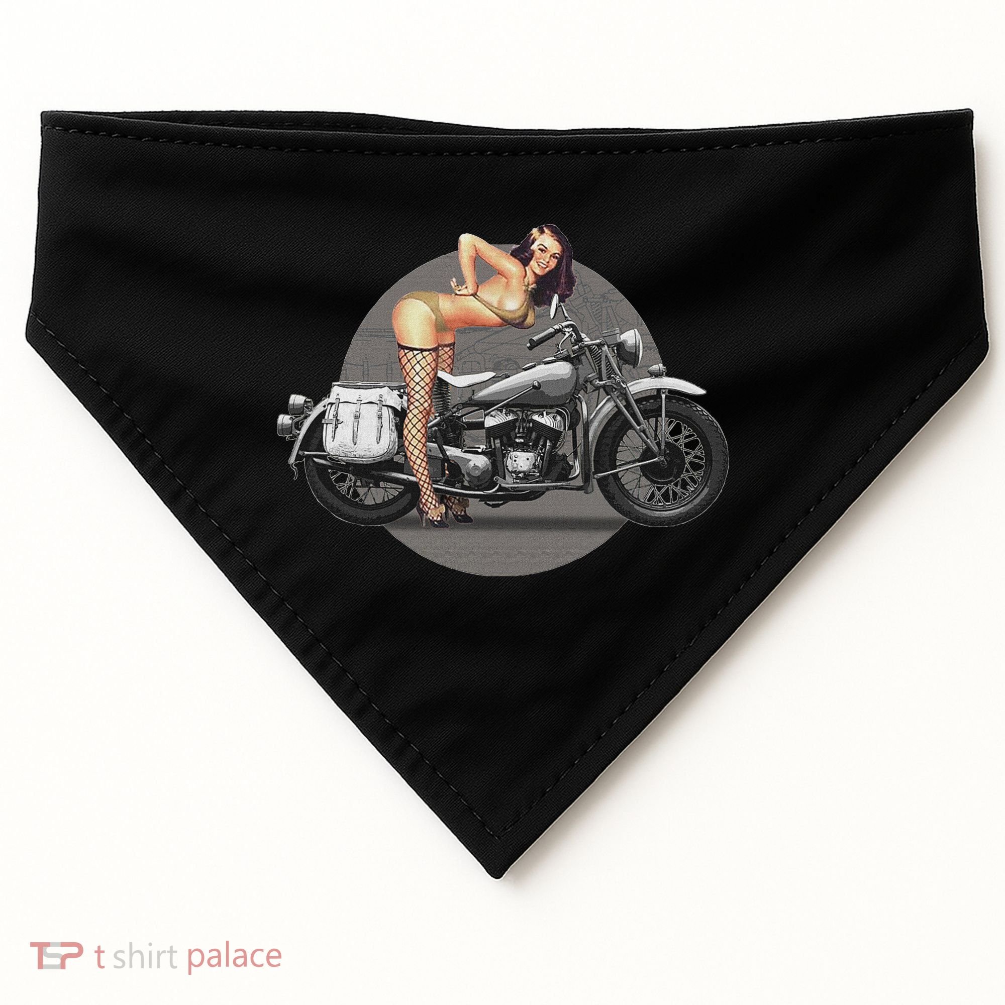 Pin Up Girl Classic Motorcycle USA-Made Doggie Bandana