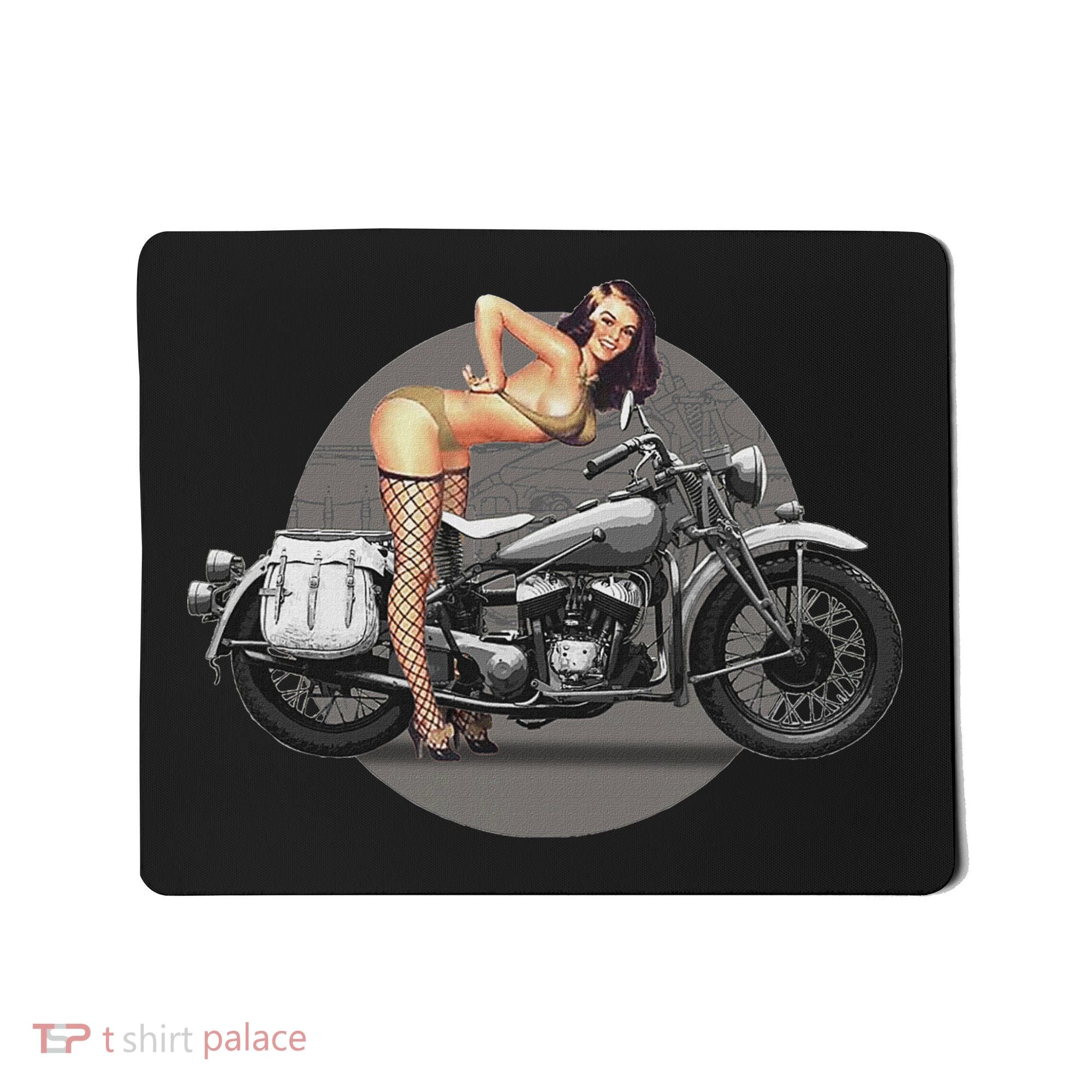 Pin Up Girl Classic Motorcycle Mousepad