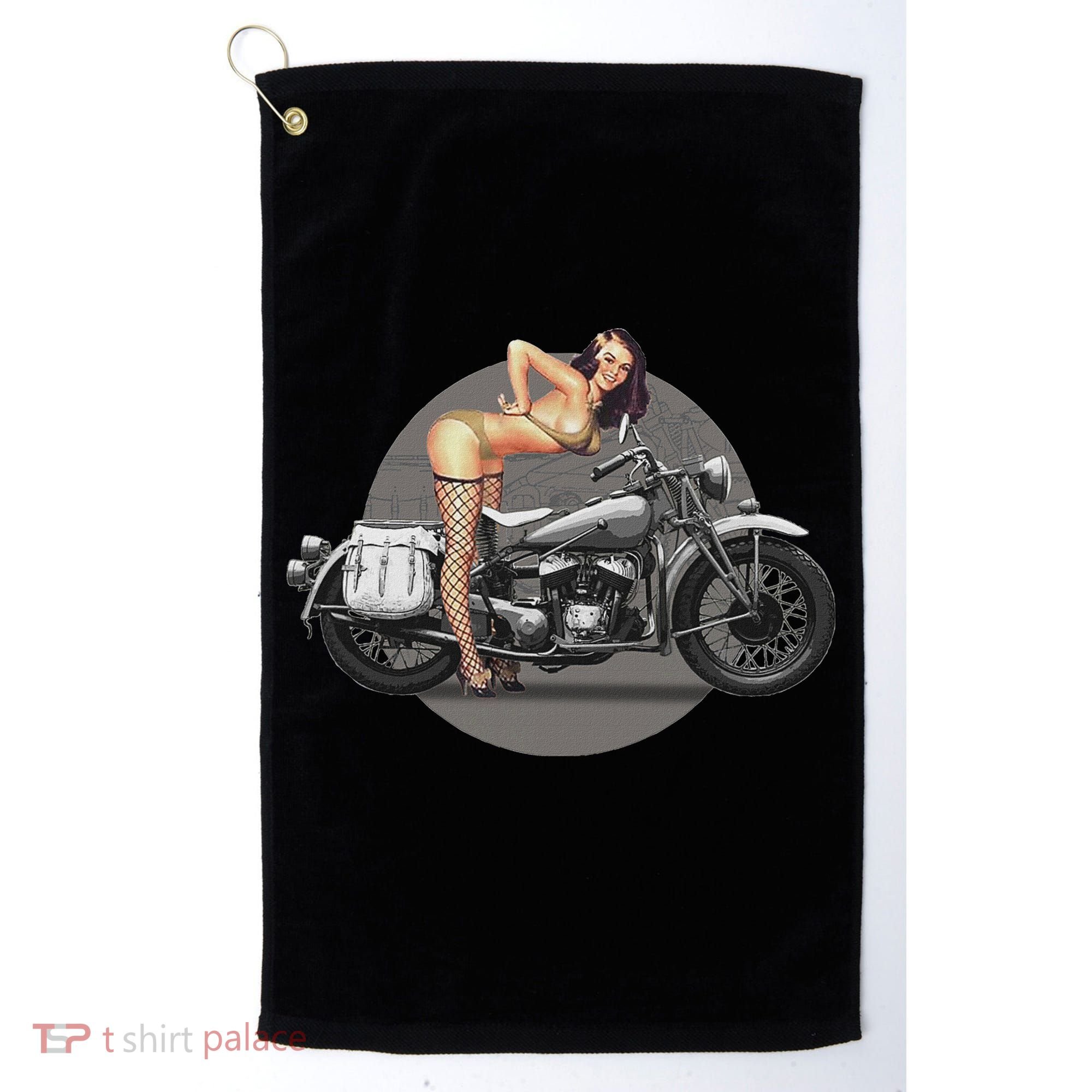 Pin Up Girl Classic Motorcycle Golf Towel
