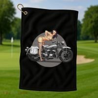 Pin Up Girl Classic Motorcycle Golf Towel thumb 1