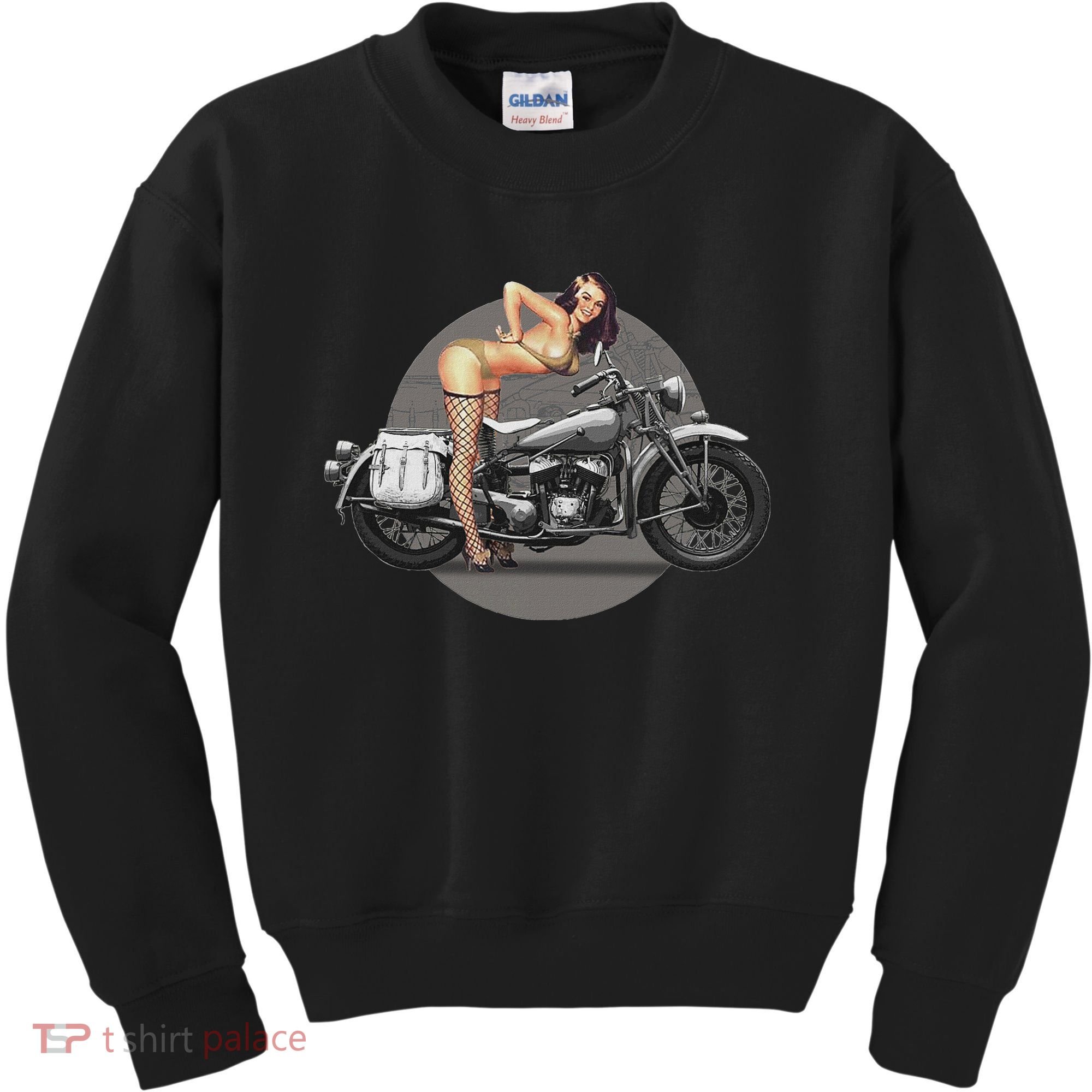 Pin Up Girl Classic Motorcycle Kids Sweatshirt