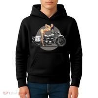 Pin Up Girl Classic Motorcycle Kids Hoodie thumb 4