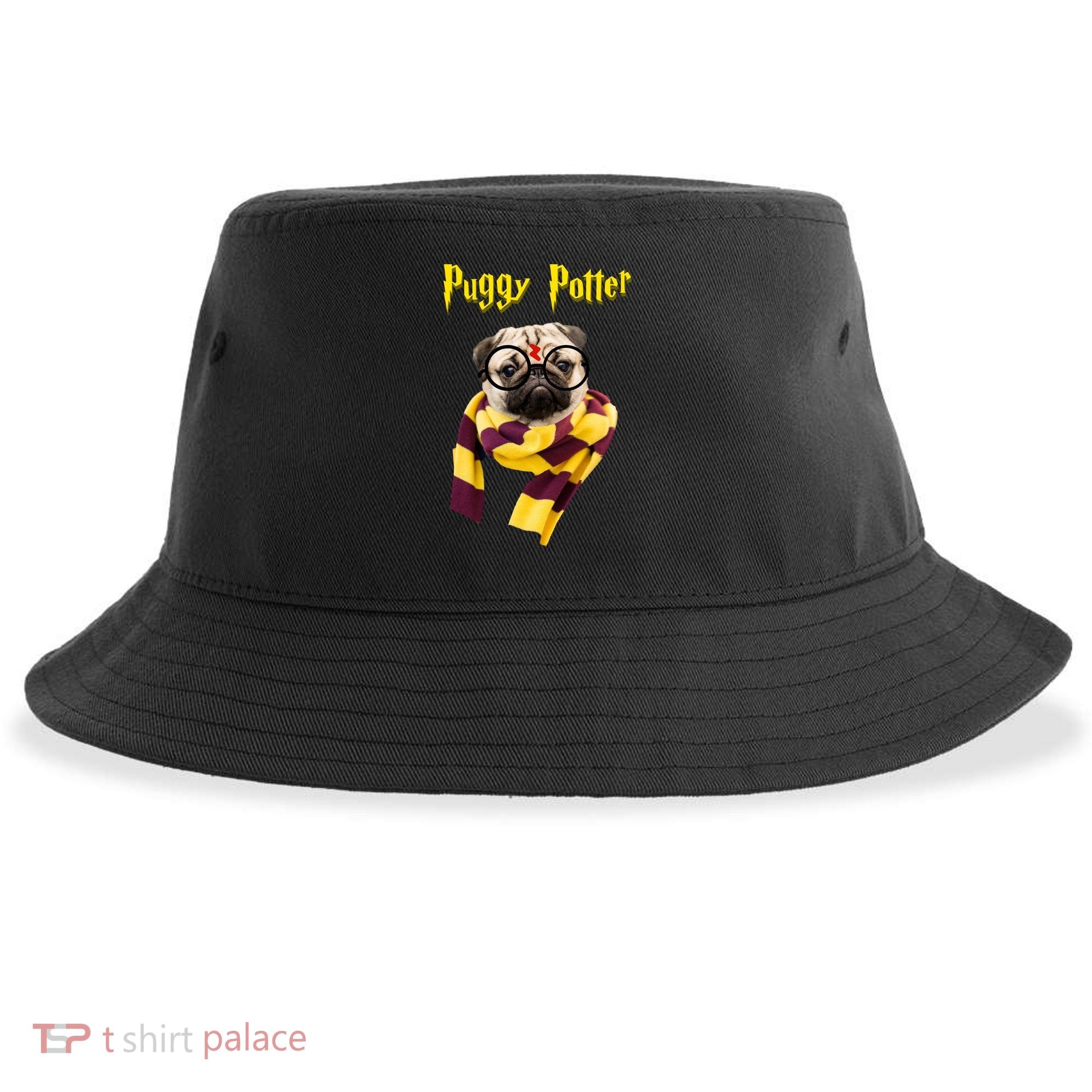 Puggy Potter Funny Parody Movie Sustainable Bucket Hat