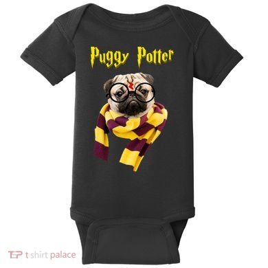 Puggy Potter Funny Parody Movie Baby Bodysuit