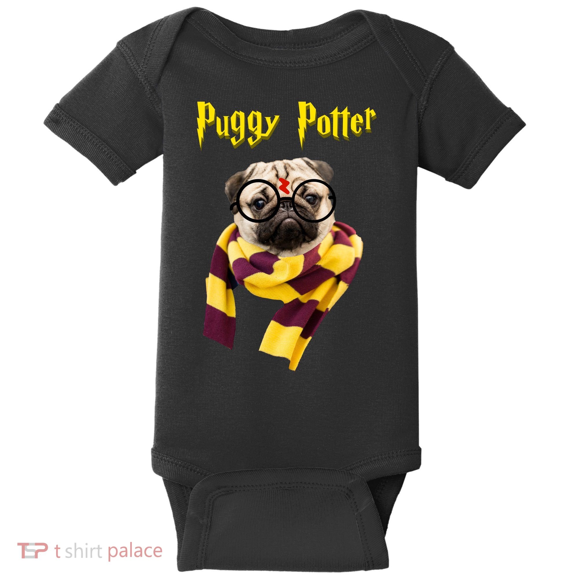 Puggy Potter Funny Parody Movie Baby Bodysuit