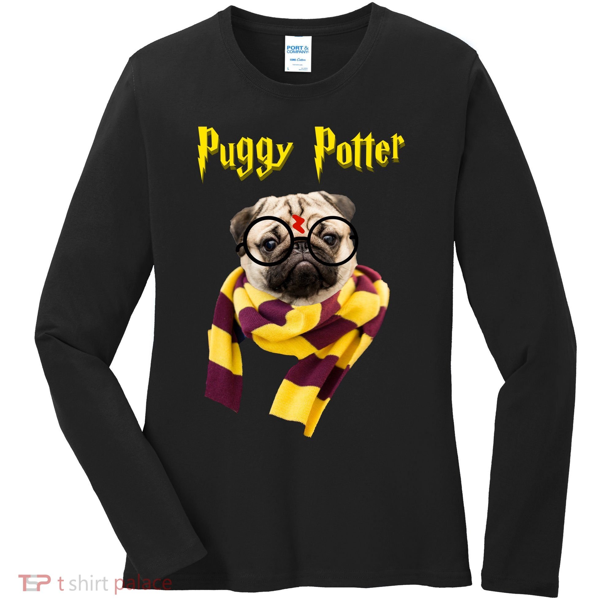 Puggy Potter Funny Parody Movie Women's Long Sleeve Shirt