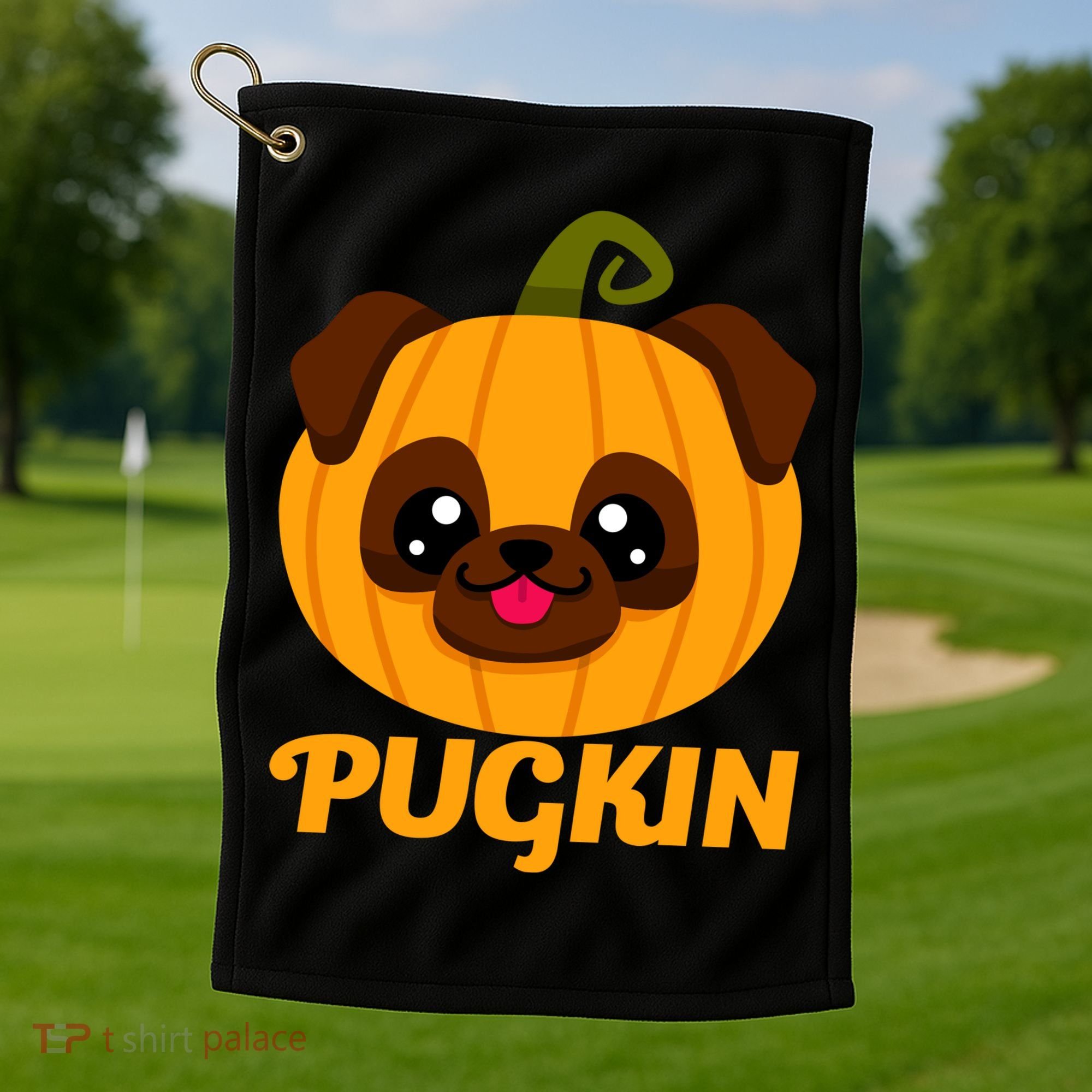 Pugkin Pumpkin Pug Golf Towel