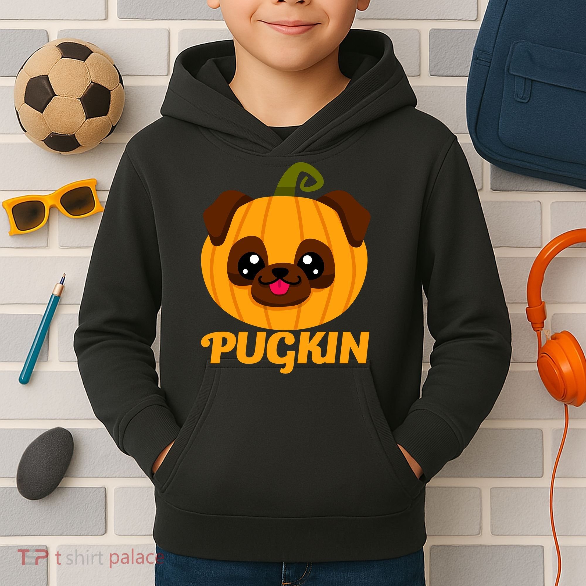 Pugkin Pumpkin Pug Kids Hoodie