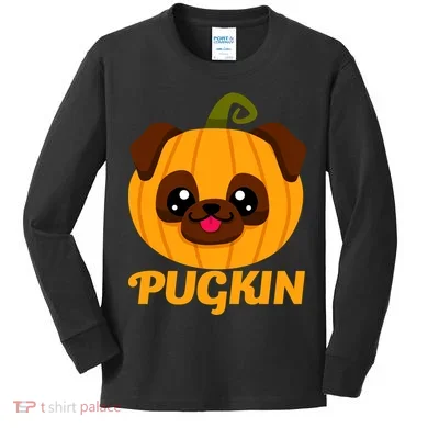 Pugkin Pumpkin Pug Kids Long Sleeve Shirt