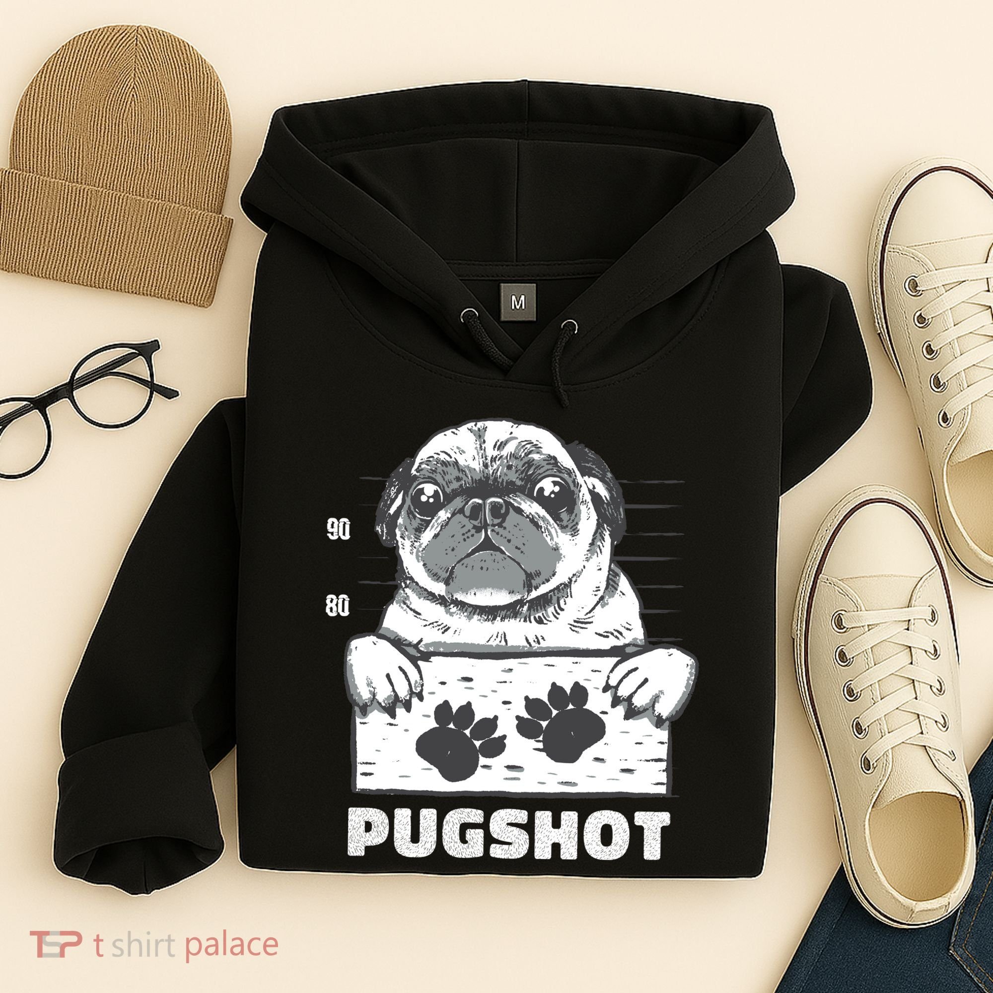 Pugshot Jail Prison Funny Pug Hoodie