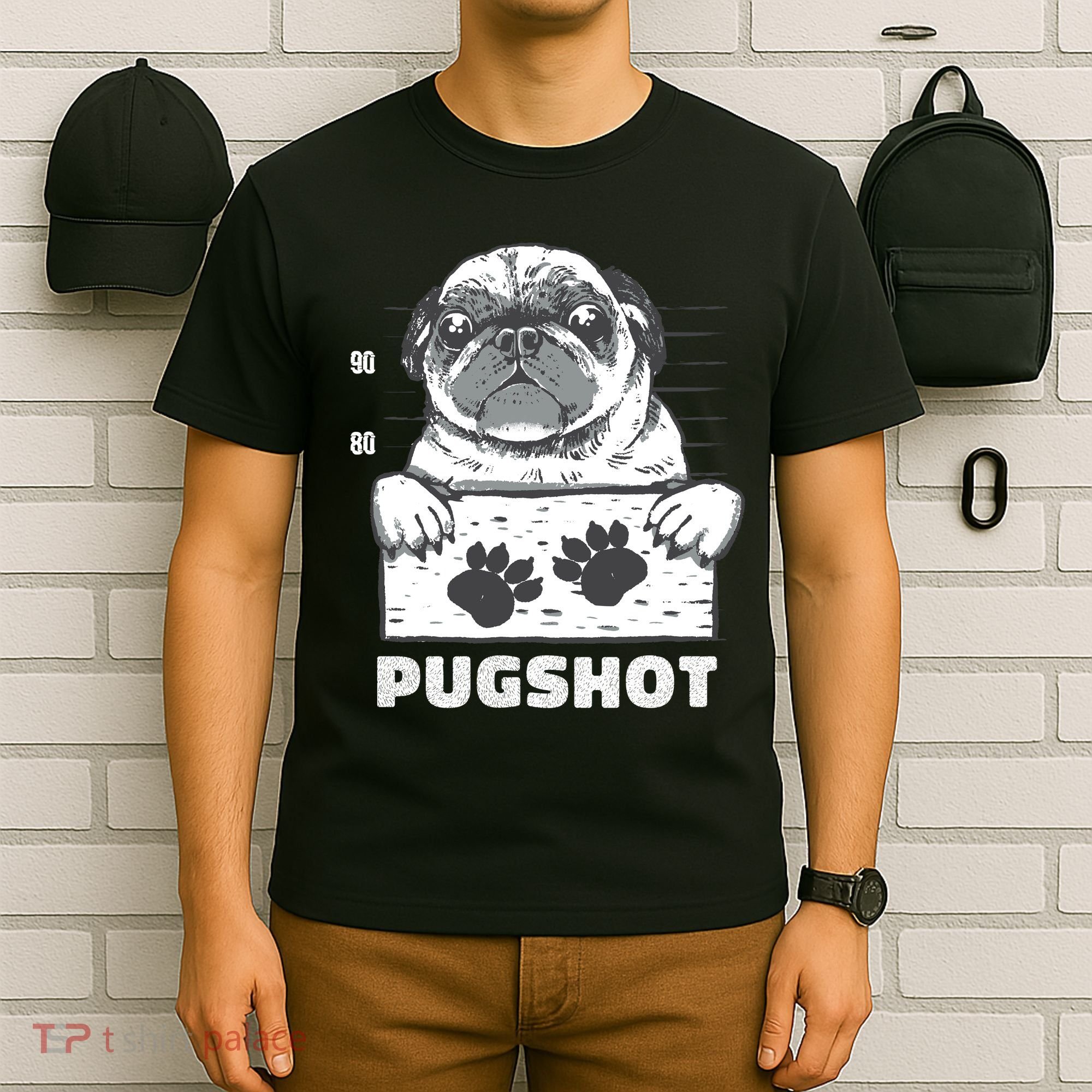 Pugshot Jail Prison Funny Pug T-Shirt