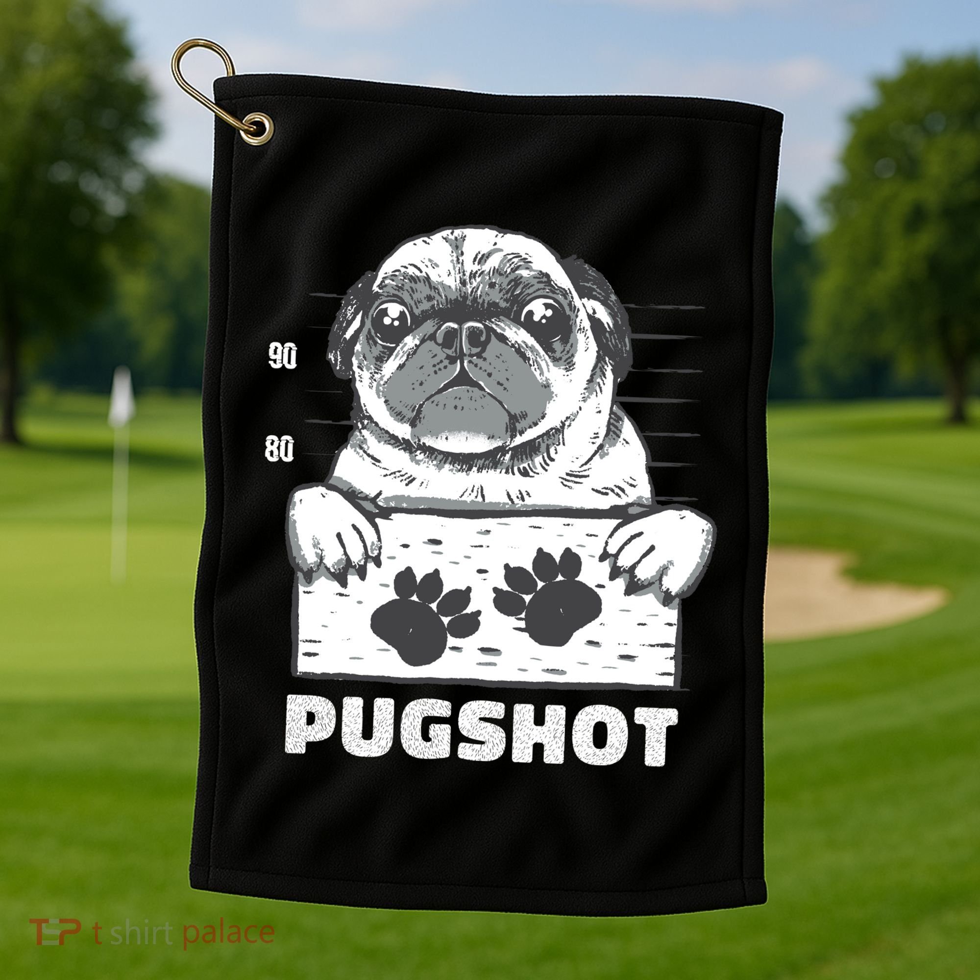 Pugshot Jail Prison Funny Pug Golf Towel
