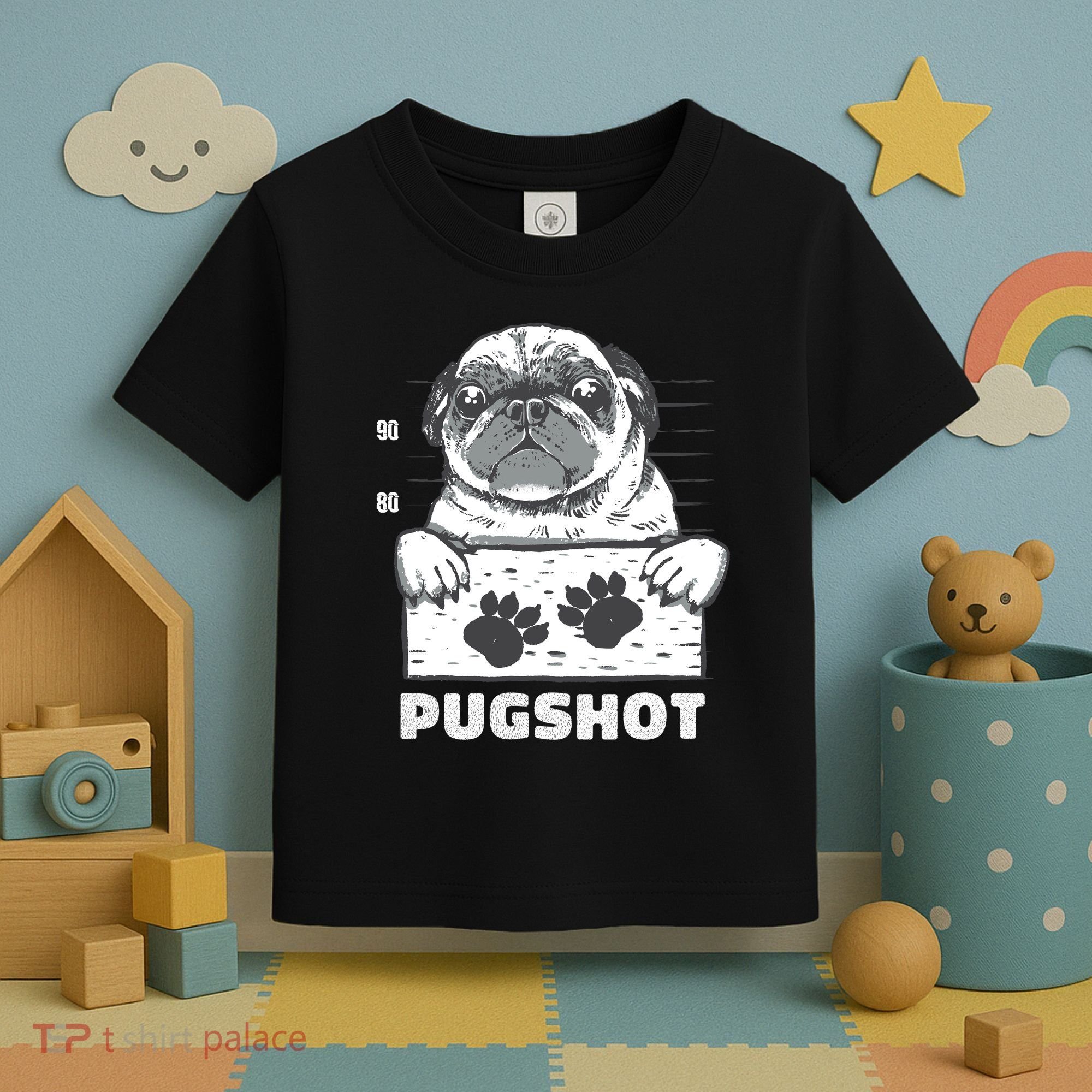Pugshot Jail Prison Funny Pug Toddler T-Shirt