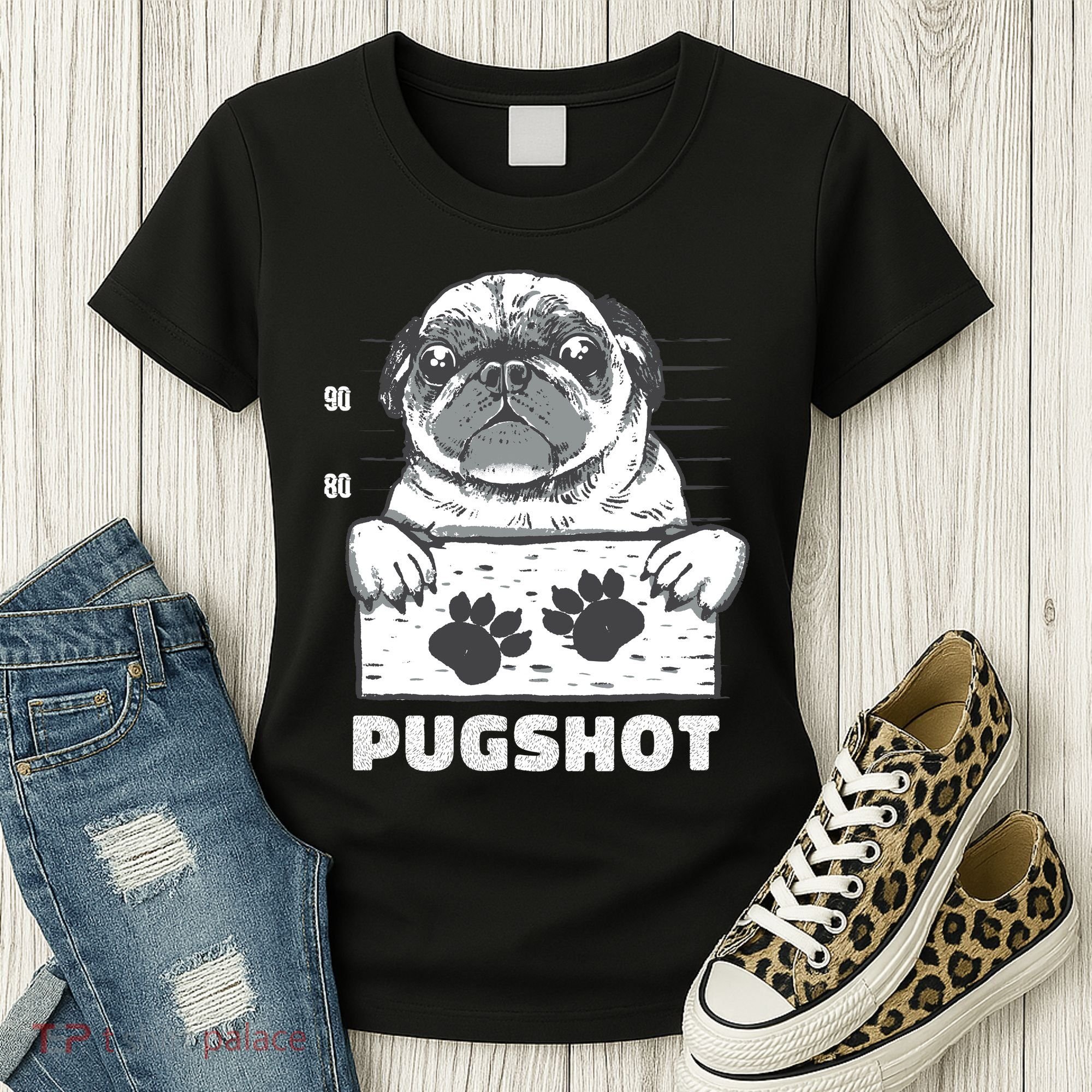 Pugshot Jail Prison Funny Pug Women's T-Shirt