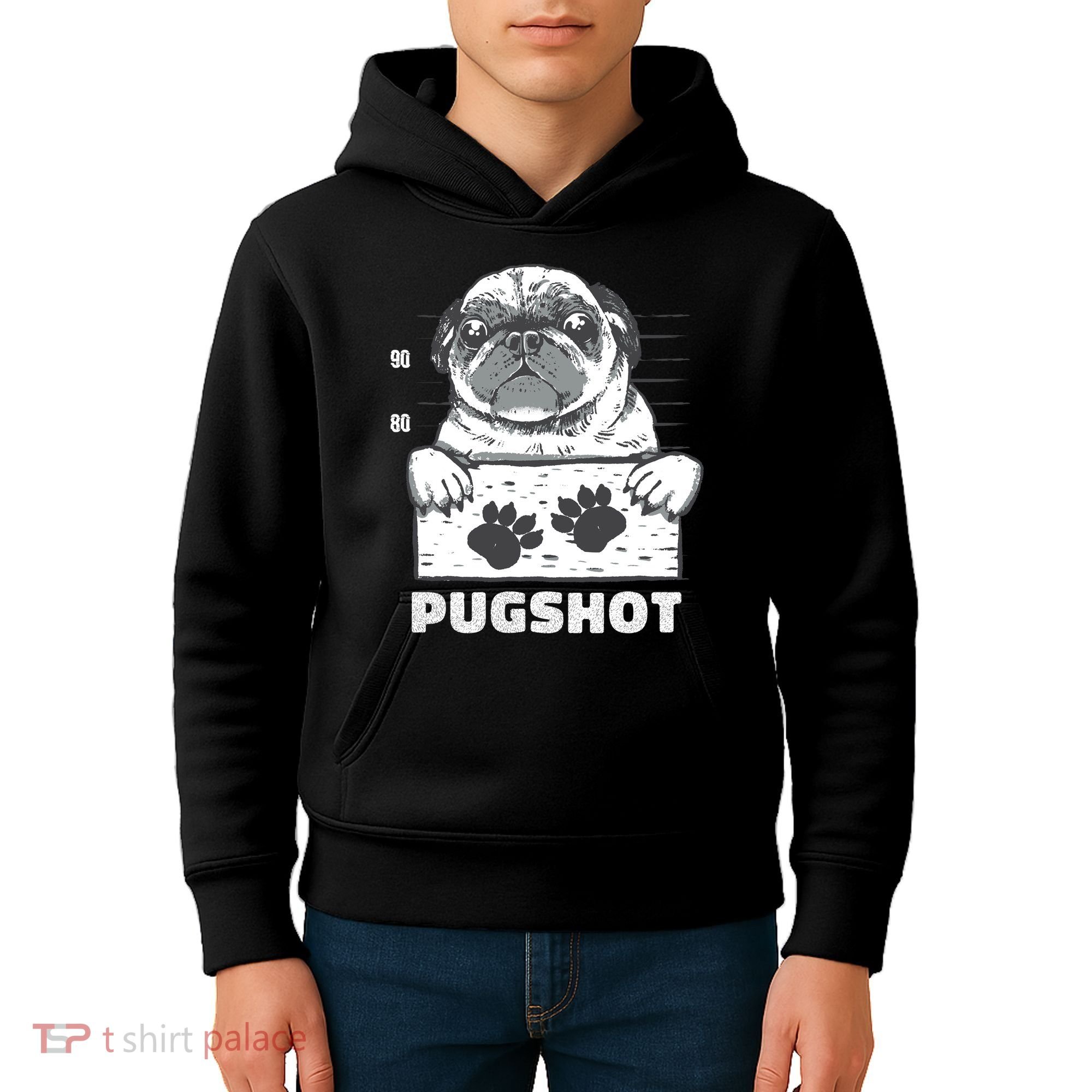 Pugshot Jail Prison Funny Pug Kids Hoodie