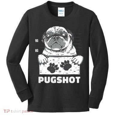 Pugshot Jail Prison Funny Pug Kids Long Sleeve Shirt