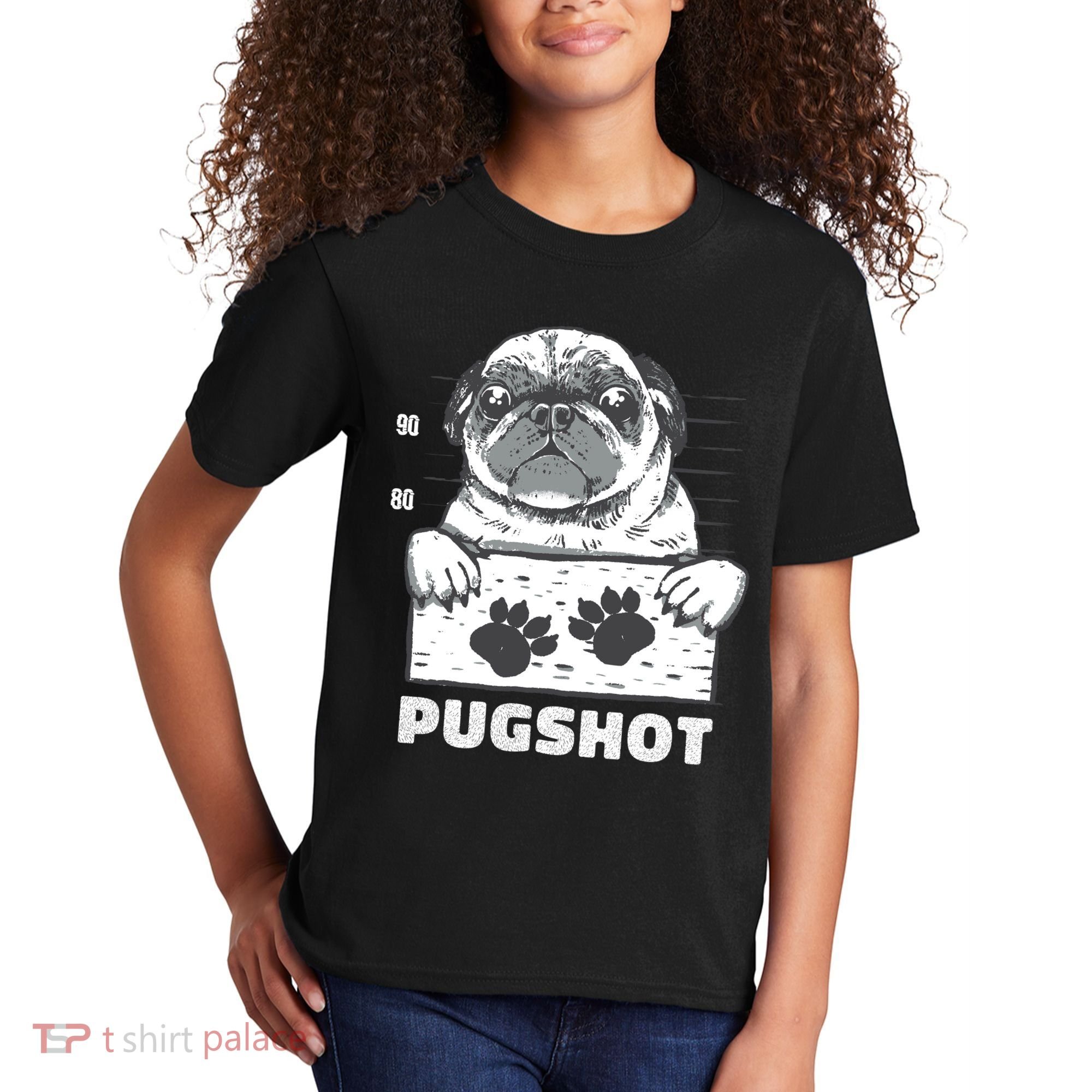 Pugshot Jail Prison Funny Pug Kids T-Shirt