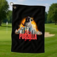 Pugzilla Funny Pug Golf Towel thumb 1