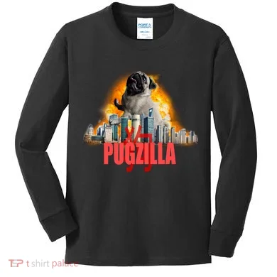 Pugzilla Funny Pug Kids Long Sleeve Shirt