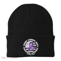 Purple Up Honor Unity Military Quote Ribbon Usa Beanie thumb 0
