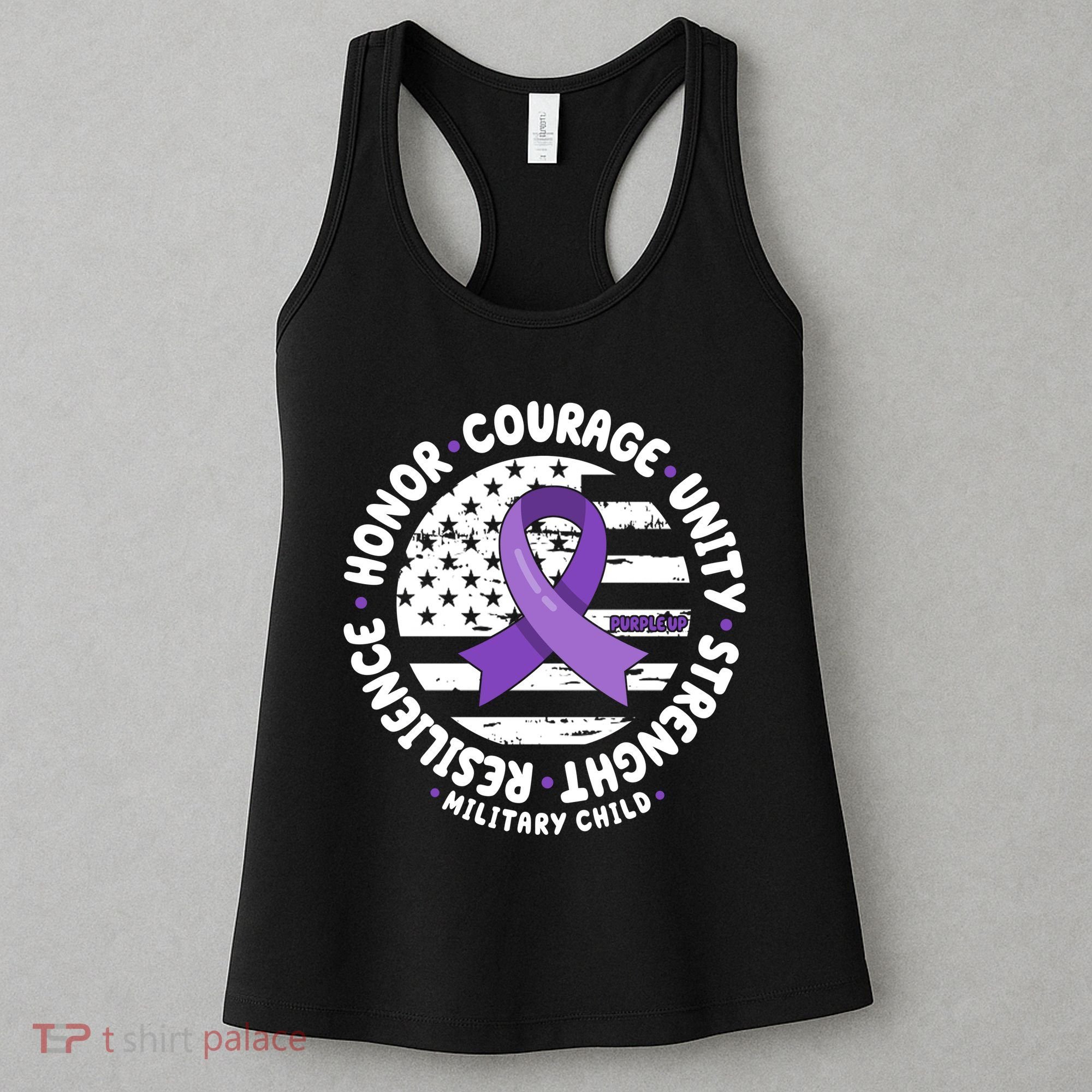 Purple Up Honor Unity Military Quote Ribbon Usa Women's Tank Top