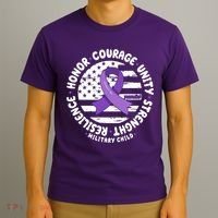 Purple Up Honor Unity Military Quote Ribbon Usa T-Shirt thumb 3