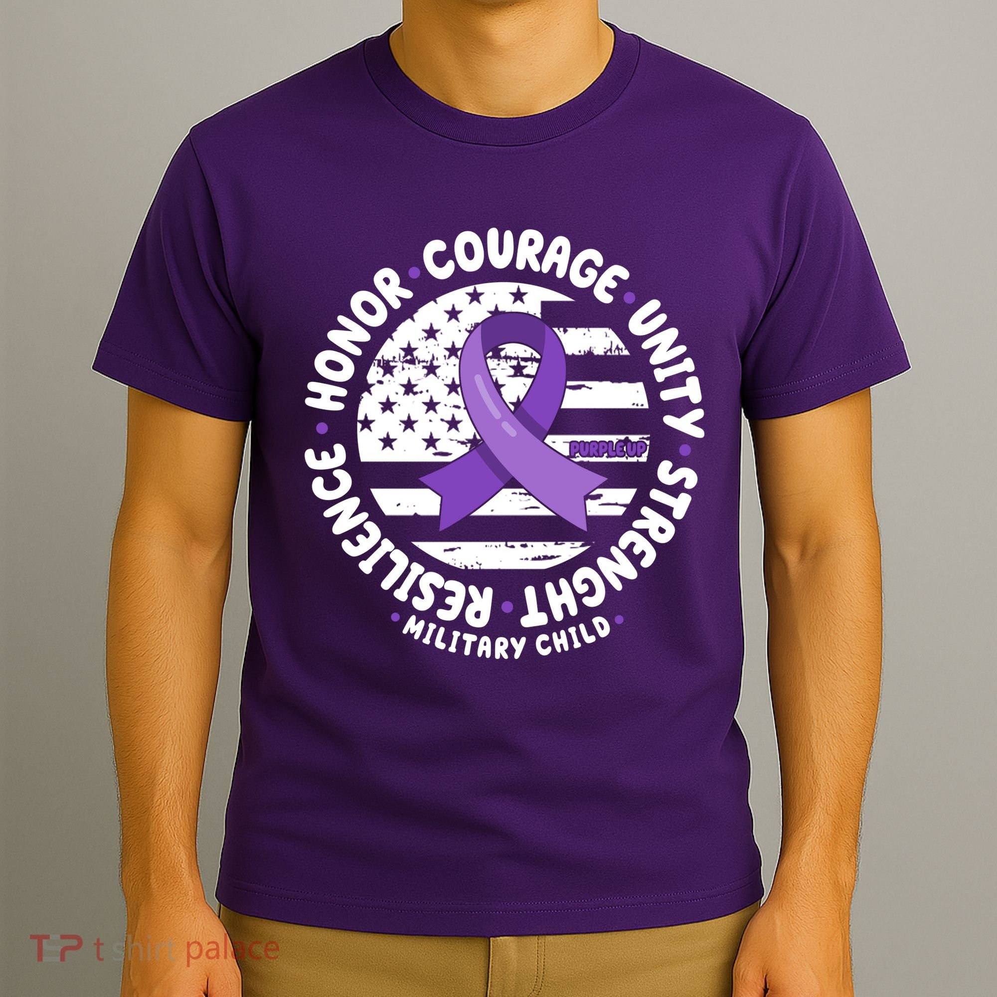 Purple Up Honor Unity Military Quote Ribbon Usa T-Shirt
