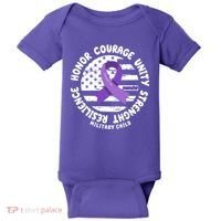 Purple Up Honor Unity Military Quote Ribbon Usa Baby Bodysuit thumb 0