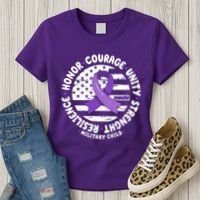 Purple Up Honor Unity Military Quote Ribbon Usa Women's T-Shirt thumb 3
