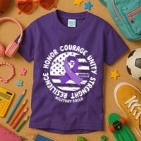 Purple Up Honor Unity Military Quote Ribbon Usa Kids T-Shirt thumb 3