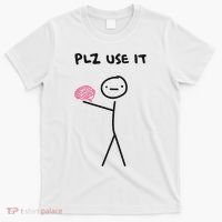 Plz Use It Funny Brain Stick Figure Vintage Graphic T-Shirt thumb 0