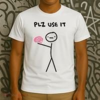 Plz Use It Funny Brain Stick Figure Vintage Graphic T-Shirt thumb 3