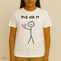 Plz Use It Funny Brain Stick Figure Vintage Graphic T-Shirt thumb 4