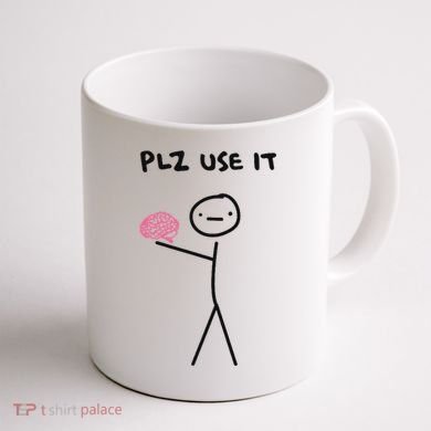 Plz Use It Funny Brain Stick Figure Vintage Graphic Coffee Mug back