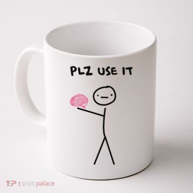 Plz Use It Funny Brain Stick Figure Vintage Graphic Coffee Mug