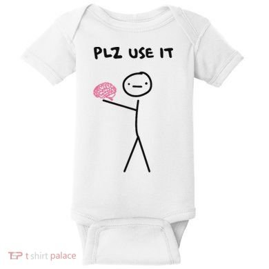 Plz Use It Funny Brain Stick Figure Vintage Graphic Baby Bodysuit