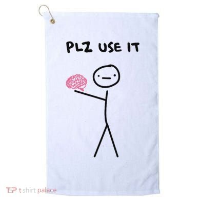 Plz Use It Funny Brain Stick Figure Vintage Graphic Golf Towel