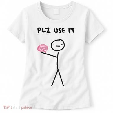 Plz Use It Funny Brain Stick Figure Vintage Graphic Women's T-Shirt