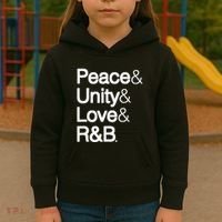 Peace Unity Love & R&B Rnb Soul Music Lovers Kids Hoodie thumb 3