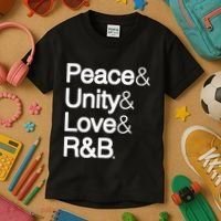 Peace Unity Love & R&B Rnb Soul Music Lovers Kids T-Shirt thumb 3