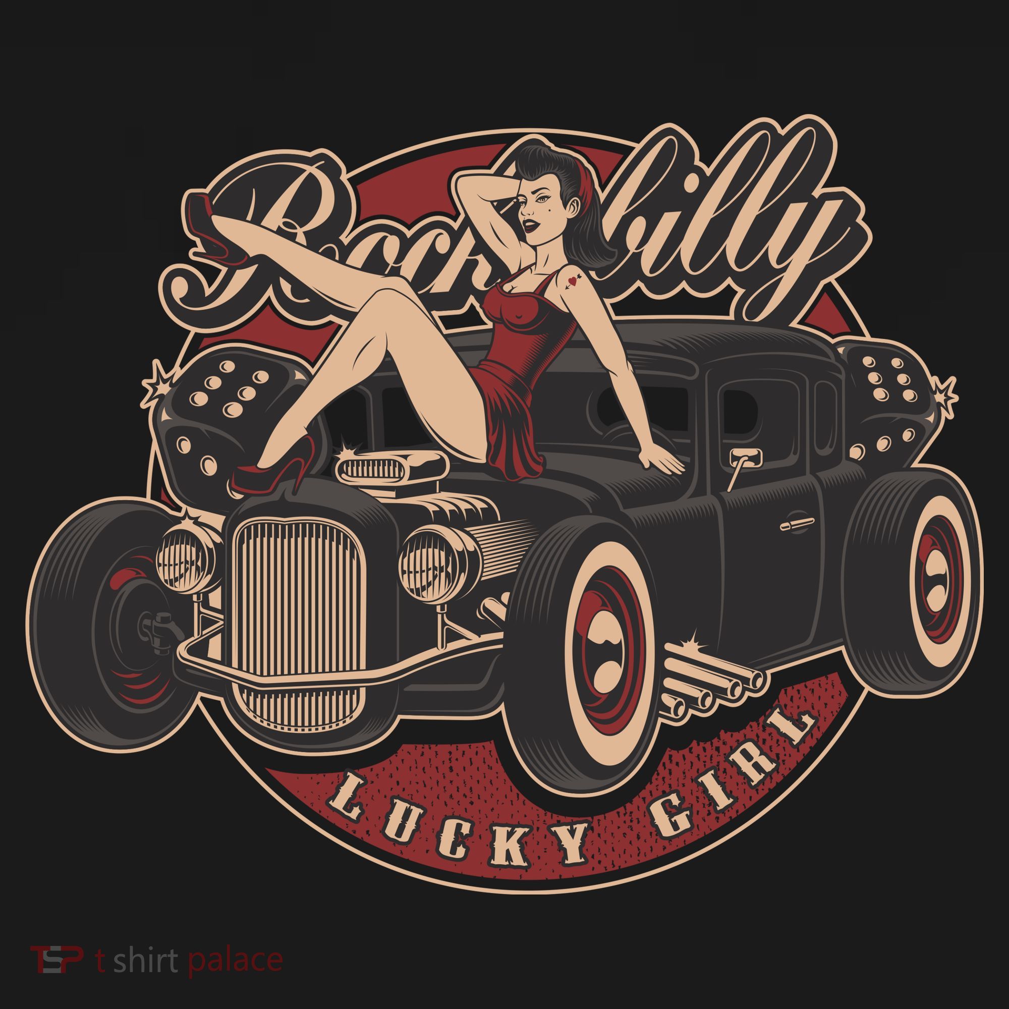Pin Up Lucky Girl Classic Hot Rod Rockabilly Women's Hoodie