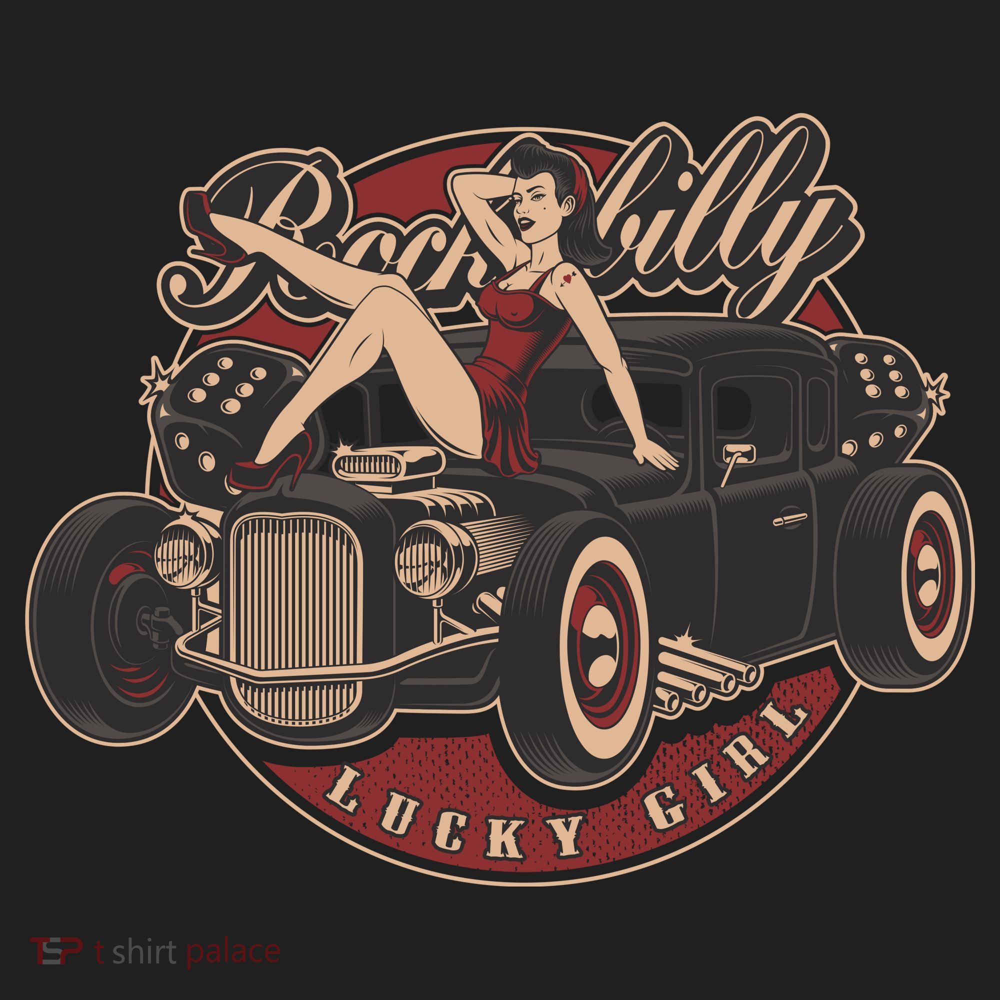 Pin Up Lucky Girl Classic Hot Rod Rockabilly Hat